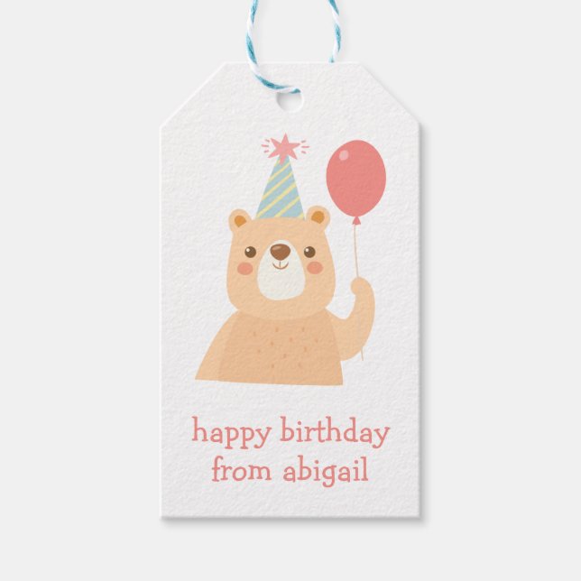 Birthday Bear Personalised Gift Tags (Front)
