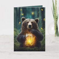 Birthday Bear With Fireflies In Jar