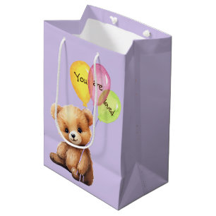 Birthday Bear With Party Balloons Medium Gift Bag
