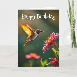 Birthday Beautiful Humminbird Flowers Card
