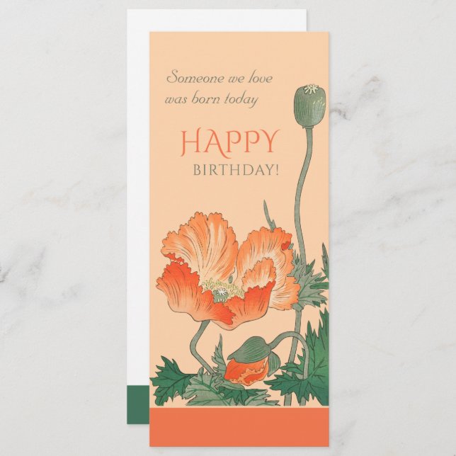 Birthday Beautiful poppy CC0101 Ohara Koson Card (Front/Back)