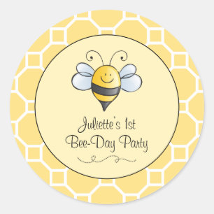Birthday Bee-Day Favour Sticker   Bumble Bee