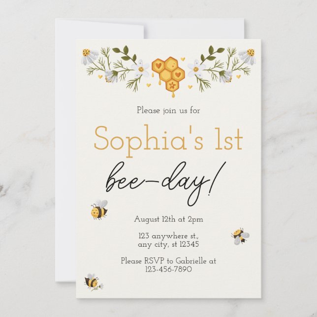 Birthday "Bee-Day" Invitation (Front)
