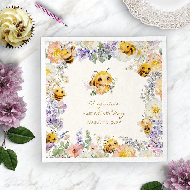 Birthday Bee Napkin (Bee Birthday Paper Plates
)