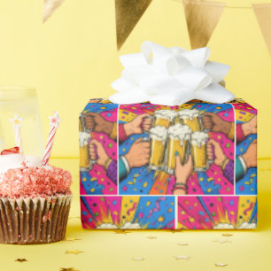 Birthday Beer Cheers Pop Art Wrapping Paper