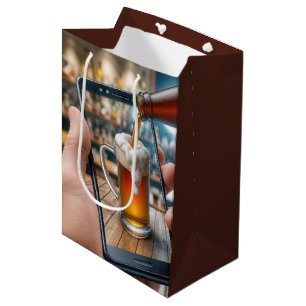 Birthday Beer On Smartphone Medium Gift Bag