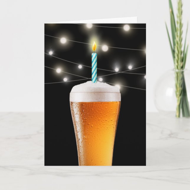 Birthday Beer with Candle Card (Front)
