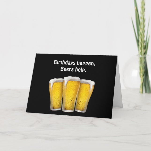 Birthday Beers on Black Card (Front)