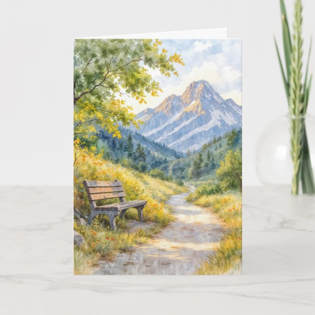 Birthday Bench By a Dirt Mountain Path Card (Front)