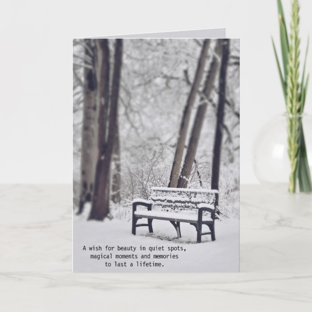 Birthday Bench In Winter Woods Card (Front)