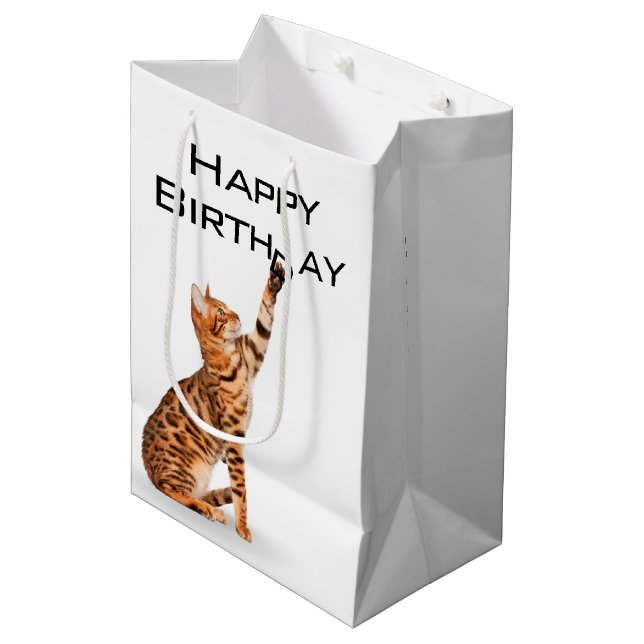 Birthday Bengal Cat  Medium Gift Bag (Front Angled)