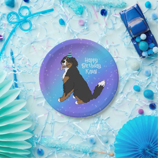 Birthday Bernese Mountain Dog  Paper Plate (Party)