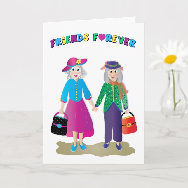 Birthday Best BFF Older & Grey Holding Hands Card (Small Plant)
