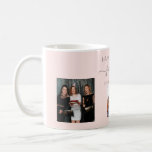 Birthday best friends blush photo names coffee mug<br><div class="desc">A gift from friends for a woman's 21st birthday, celebrating her life with 3 of your photos of her, her friends, family, interest or pets. Personalize and add her name, age 21 and your names. Black colored letters. A girly, feminine blush pink, rose gold colored background. Her name is written...</div>