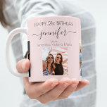 Birthday best friends blush photo names coffee mug<br><div class="desc">A gift from friends for a woman's 21st birthday, celebrating her life with 3 of your photos of her, her friends, family, interest or pets. Personalize and add her name, age 21 and your names. Black colored letters. A girly, feminine blush pink, rose gold colored background. Her name is written...</div>