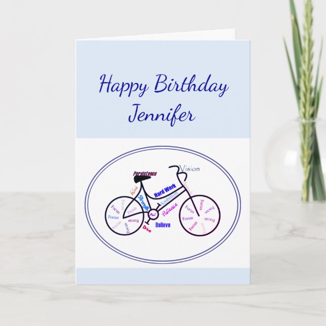  Birthday Bike Cycling Sport Custom Name Card (Front)