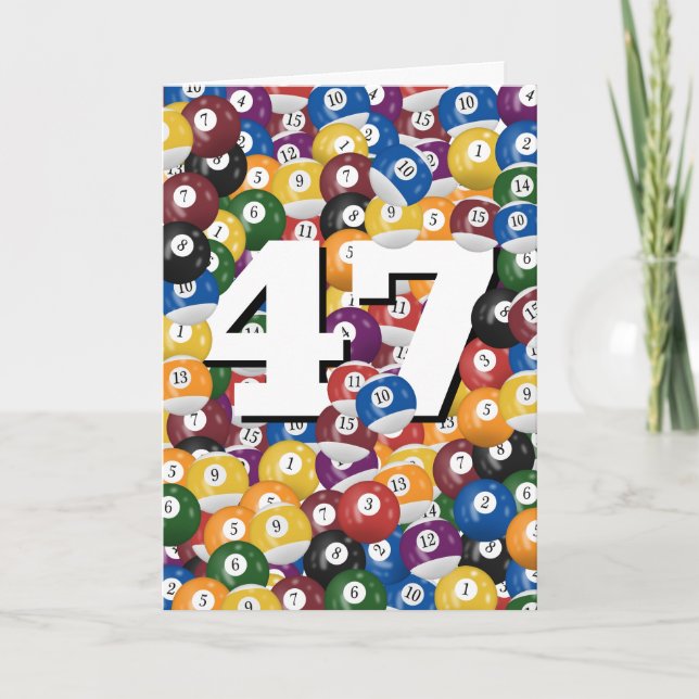 Birthday Billiard Balls For 47th Birthday Card (Front)