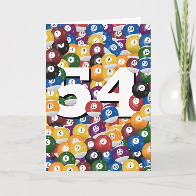 Birthday Billiard Balls For 54th Birthday Card (Front)