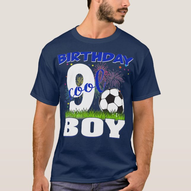 Birthday  Birthday Cool 9 Years Soccer Boy T-Shirt (Front)
