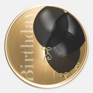 Birthday Black Balloons Gold Envelope Seal