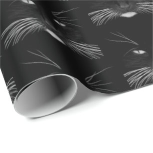Birthday Black Cat Face Wrapping Paper