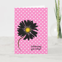 birthday black daisy on polka dots