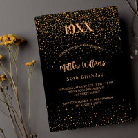 Birthday black gold confetti year birth