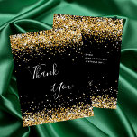 Birthday black gold glitter thank you card<br><div class="desc">A feminine and elegant birthday thank you card. A black background colour. With faux gold glitter dust. On front large hand lettered script and the text: Thank You.
Back: Personalise and add Your thank you note and name. The name is written with a modern hand lettered style script.</div>