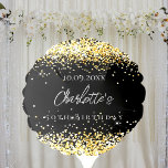 Birthday black gold sparkles name elegant balloon<br><div class="desc">For a glamourous 50th (or any age) birthday party. A stylish black background. Decorated with faux gold glitter,  sparkles.  Personalise and add a name and age 50. The name is written with a modern hand lettered style script.</div>