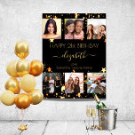 Birthday black gold stars friend photo collage poster<br><div class="desc">A gift from friends for a woman's 21st (or any age) birthday, celebrating her life with a collage of 6 of your high quality photos of her, her friends, family, interest or pets. Personalise and add her name, age 21 and your names. Golden text. A chic, classic black background colour....</div>