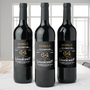 Birthday Black Gold Wine Label