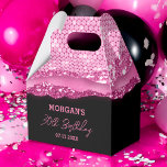 Birthday Black Hot Pink Glitter Name Thank You Favour Box<br><div class="desc">Add a touch of glam to your celebration with our Birthday Black Hot Pink Glitter Name Thank You Favour Boxes! These stylish boxes feature a sleek black design accented with hot pink glitter and personalised with your name for a custom touch. Perfect for party favours, they combine elegance with a...</div>