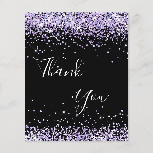Birthday black lavender thank you card (Front)