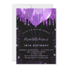 Birthday black purple glitter dust balloons