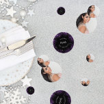 Birthday black purple glitter photo  confetti<br><div class="desc">A classic black background decorated with dark purple coloured faux glitter,  sparkles.  Personalise and add date,  name,  age and a photo.</div>