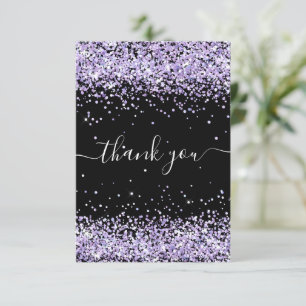 Birthday black purple lavender thank you card