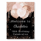 Birthday black rose gold balloons welcome