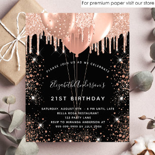 Birthday black rose gold budget balloons flyer