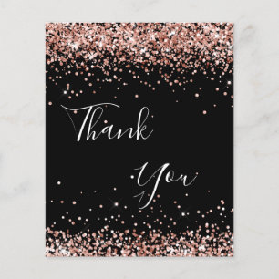 Birthday black rose gold thank you card