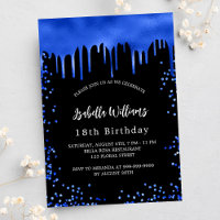 Birthday black royal blue drips