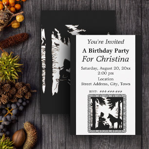 Birthday Black Silhouette Red Riding Hood Wolf Invitation