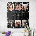Birthday black white best friends photo stars tapestry<br><div class="desc">A gift from friends for a woman's 21st (or any age) birthday, celebrating her life with a collage of 6 of your high quality photos of her, her friends, family, interest or pets. Personalise and add her name, age 21 and your names. White text. A chic, classic black background colour....</div>