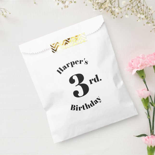 Birthday black white custom name and number favour bags (Sealed)