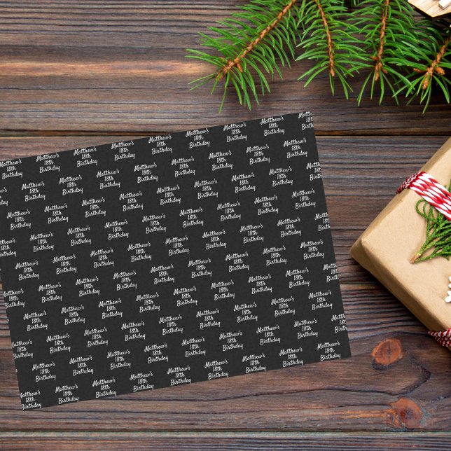 Birthday black white name script minimalist tissue paper (Creator Uploaded)