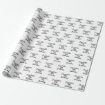 Birthday black white name script minimalist wrapping paper<br><div class="desc">White background,  black text. Personalise and add a name and age.  A modern hand lettered style script.</div>