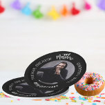 Birthday black white photo man myth legend paper plate<br><div class="desc">A classic black background.   Text: The Man,  The Myth,  The Legend. Personalise and add his name,  age and photo.</div>