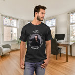 Birthday black white photo man myth legend T-Shirt<br><div class="desc">A classic black background.   Text: The Man,  The Myth,  The Legend. Personalise and add his name,  age and photo.</div>