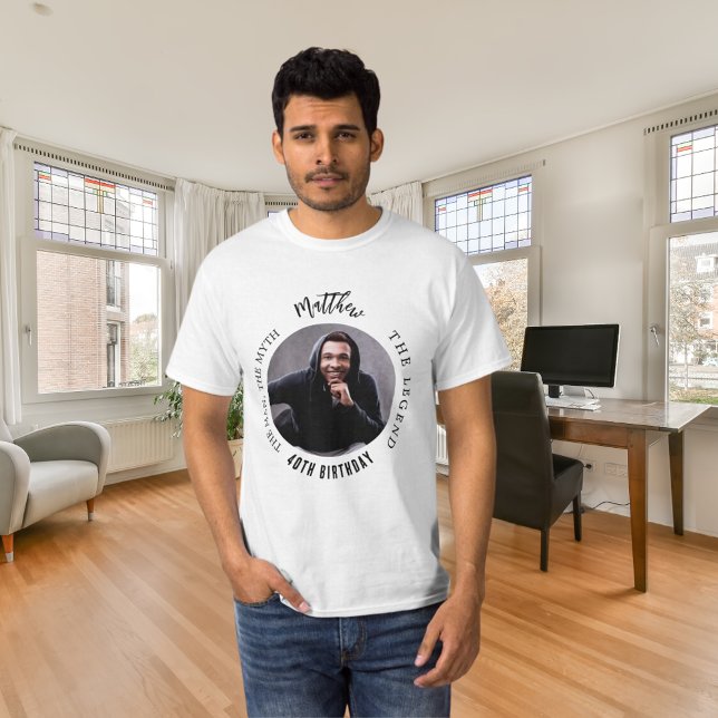 Birthday black white photo man myth legend T-Shirt (Creator Uploaded)