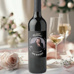 Birthday black white photo wine label<br><div class="desc">A classic black background.  Personalise and add his name,  age and photo.  Add birth or date and date of the birthday.</div>