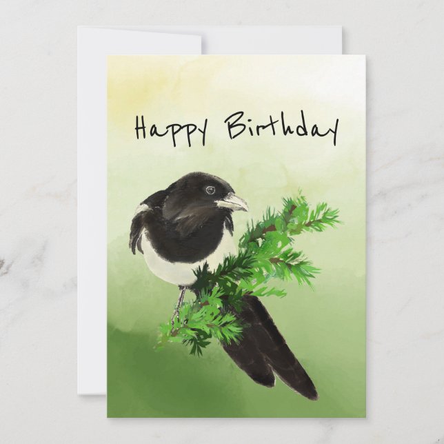 Birthday Blank Curious Magpie Garden Bird Wildlife Card (Front)